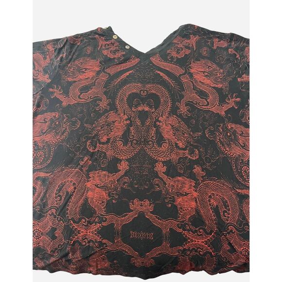 JOHNNY WAS LONG SLV, V-NECK, PULL-OVER BLOUSE, WOMENS, XL, BLACK & REDISH-ORANGE - Picture 4 of 9